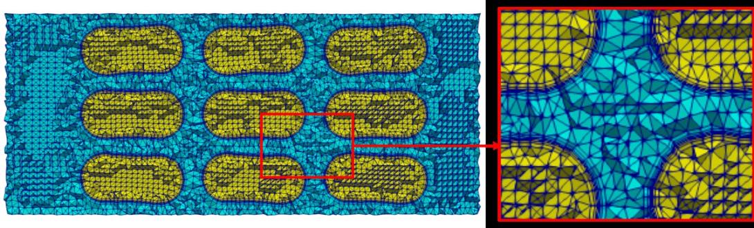 Mesh updates based on a combination of mesh motion and modification (including layered elements) for a 9-grain case